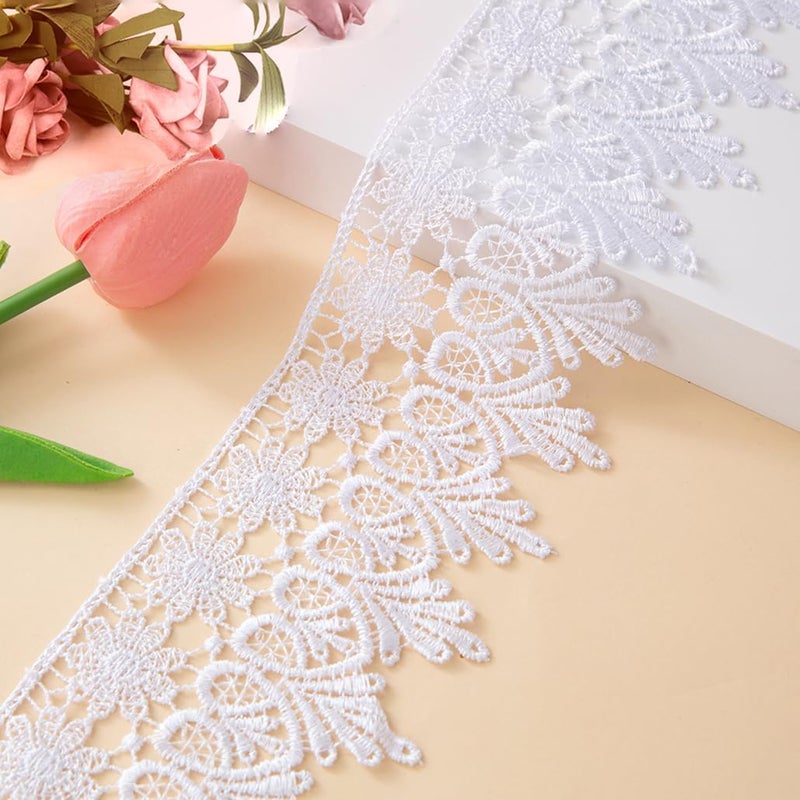 Kuasting 7.5 Yards Floral Lace Edge Trim 9CM Tassel Trims Width Europe Chips Pattern Inelastic Embroidery Lace Trim for Sewing Making, DIY Crafts, Gift Wrapping, Wedding Decor (White) - Image 1